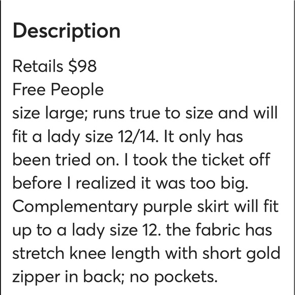 💜💗 💙Free People rushed long sleeve top bonus skirt Size Large - Picture 15 of 15